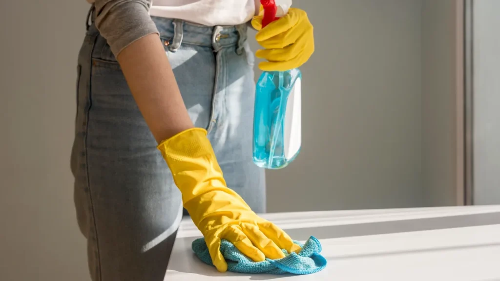 Cleaning a countertop
